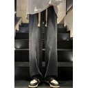 Men’s Fashion Straight-leg Loose Fit Jeans With Drawstring Fastening