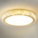 Modern Flush Mount Ceiling Light with Crystal Shade, White, LED Bulb, Steel Material