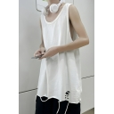Trendy Men’s Plain Loose Fitted Round Neck Polyester Sleeveless Vest