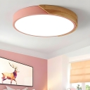 Minimalist LED Ceiling Flush Mount Light Wood Flush Lamp with Wood Shade