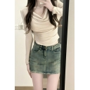 Modern Girl's Pure Color High Rise A-Line Summer Sexy Mini Skirts