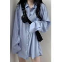 Modern Girl's Pure Color Long Sleeve Regular Fit Breasted Blouses
