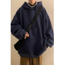 Fashion Men’s Plain Pattern Loose Fit Hooded Long Sleeve Hoodie With Pocket