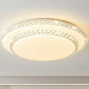 Modern Circle Flush Mount Ceiling Light with Crystal and Acrylic Shade