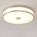 Modern Brass Flush Mount Ceiling Light with Acrylic Shade for Residential Use