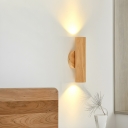 Touch Control Wood LED Wall Sconce with Up & Down Rubber Wood Shade