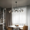 Linear Matte Black Chandelier with Bi-pin Lighting and Iron Shades