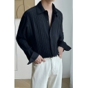 Casual Men’s Relax Fitted Striped Long Sleeve Lapel Neck Button-down Shirt