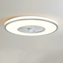 Modern White Ceiling Fan with 3 Color Light and Remote Control Flush Mount