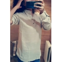 Trendy Men’s Plain Slim Fit Lapel Neck Long Sleeve Shirt