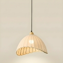 Modern White Wood Cone Pendant Light with Adjustable Hanging Length