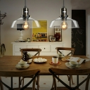 Industrial Metal Pendant with Clear Glass Shade and Adjustable Hanging Length