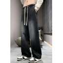 Fashion Men’s Relaxed-Fit Full Length Jeans With Drawstring Fastening
