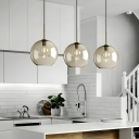 Industrial Gold Pendant Light with Clear Glass Shade for Hanging