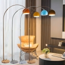 Adjustable Height Arc Floor Lamp with Dome Aluminum Shade for Residential Use