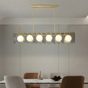 Modern White Glass Globe Island Light - Elegant Bi-pin Pendant for Residential Use