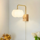 Modern Wood Wall Sconce with White Acrylic Shade - Hardwired 1-Light Design