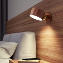 Modern Wooden LED Wall Lamp with Remote Control Stepless Dimming