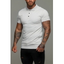Simplicity Men’s Plain Short Sleeve Slim Fitted Lapel Neck Polo Shirt