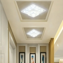 Modern Crystal Flush Mount Ceiling Light with Clear Square Shade