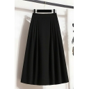 Modern Girl's Pure Color Summer A-Line High Waist Maxi Skirt