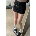 Modern Girl's Pure Color Edgy Looks Mini Bodycon Hot Girl Skirts