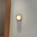Modern Yellow Wood 1-Light Globe Wall Lamp with Frosted Glass Shade