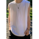Simplicity Men's Plain Loose Fitted Round Neck Sleeveless Tank