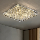 Modern Square Flush Mount Ceiling Light with Crystal Shade for Living Room