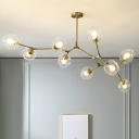 Modern Geometric Chandelier with Clear Glass Shades and LED Bulbs for Residential Use