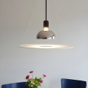 Industrial Style Pendant with White Glass Shade and Round Canopy Shape