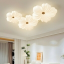 Geometric White Modern LED Flush Mount Ceiling Light with Acrylic Shade