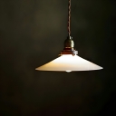Industrial Cone Pendant Light with White Glass Shade and Rope Mounting for 35-40 Women