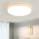 Modern Gold Metal LED Flush Mount Ceiling Light with Acrylic White Shade for Residential Use