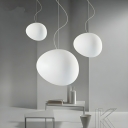 Elegant White Glass Pendant Light with Round Canopy and Frosted Glass Shade for Modern Décor