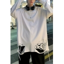 Street Look Men’s Long Sleeve Round Neck Plain T Shirt With Destroyed Design