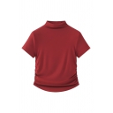 Modern Girl's Simple Mock Neck Short Sleeve Street Looks T-Shirt