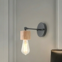 Modern Wall Sconce Light Contemporary Metal and Wood Shade Indoor Wall Light