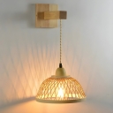 Modern Hardwired Wood 1-Light LED Wall Sconce with Solid Wood Shade in a Downward Direction
