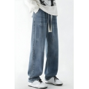 Classic Men’s Loose Fit Full Length Jeans With Drawstring Fastening