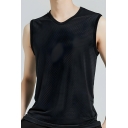 Classic Men’s Sleeveless Polyester Round Neck Plain Loose Fit Tank