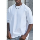 Sporty Men’s Plain Slim Fitted Round Neck Short Sleeve Cotton T Shirt