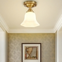 White Glass Colonial Style Semi-Flush Mount Ceiling Light with LED/Incandescent/Fluorescent Bulb