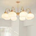 White Wood Globe Chandelier with Clear Glass Shades and 25 Inch & Above Size
