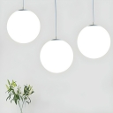 Modern White Metal Pendant Light with Adjustable Hanging Length and Frosted Glass Shade