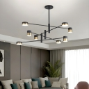 Black Acrylic Cylinder Chandelier with LED Bulbs - Modern Style for Residential Use