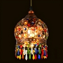 Elegant Tiffany Crystal Pendant with 3 Lights and Round Canopy