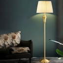 Elegant Gold Modern Floor Lamp with Beige Barrel Shade - Ambient Lighting for Home