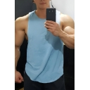 Street Style Men's Solid Color Sleeveless Crew Neck Loose Fit Tank