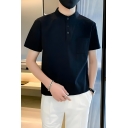 Simple Boys Solid Color Stand Collar Short Sleeve Summer Polo Shirt